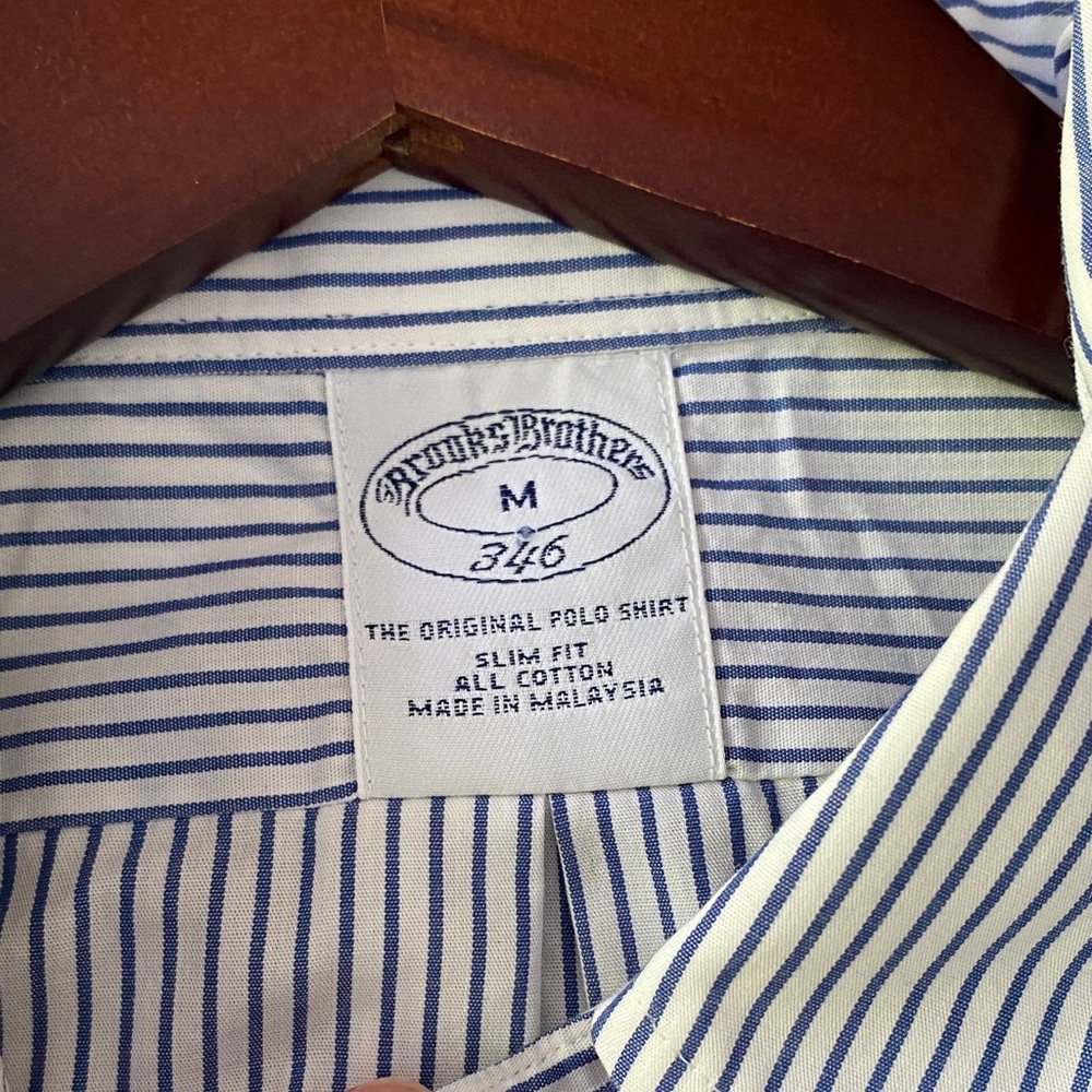 Brooks Brothers Blue and White Striped Casual Shirt size M - Picture 2 of 3